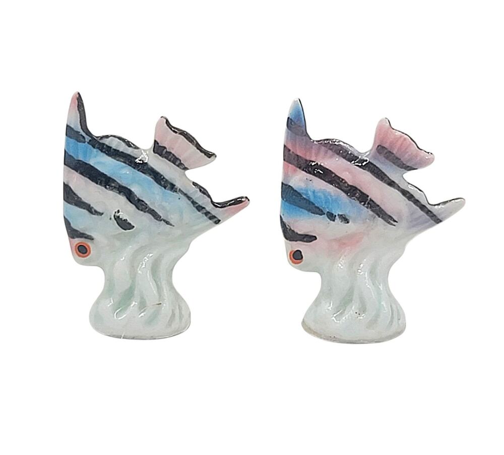 Bone China Miniature ANGEL FISH Figurine Family Shiken Japan Lot 2- 1.5" CL27